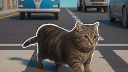 OIIA Cat: Crossing Road